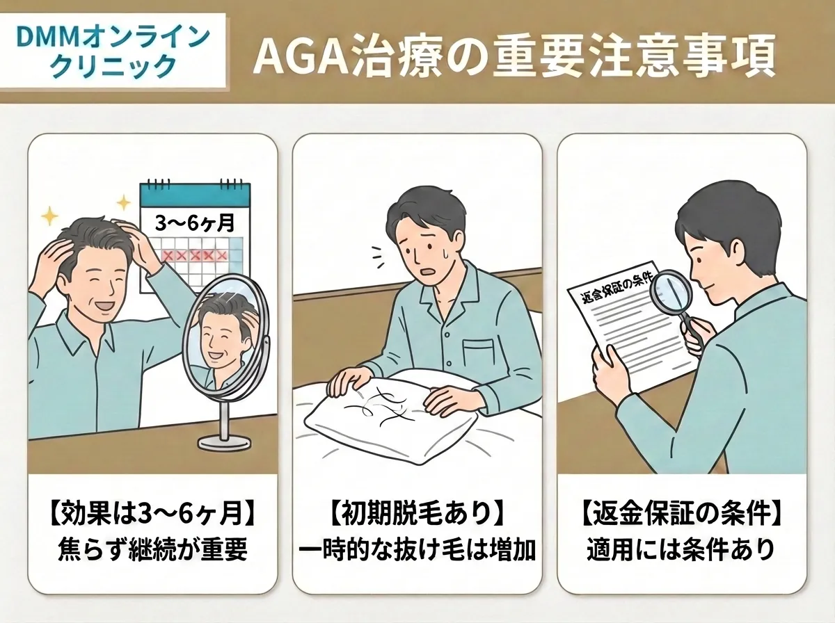 DMMオンラインクリニックのAGA治療の注意事項