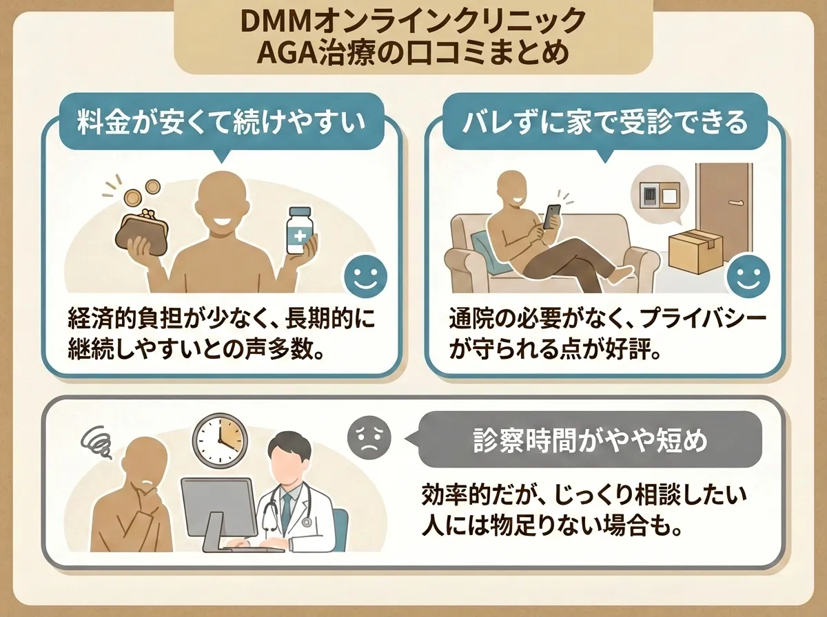 DMMオンラインクリニックのAGA治療口コミ