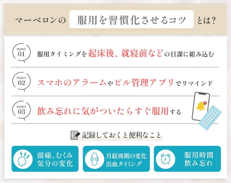 マーベロンの効果を安定させるための服用時の工夫