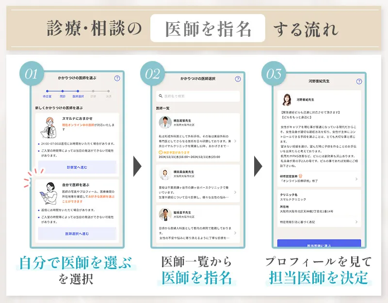 スマルナの医師選択画面