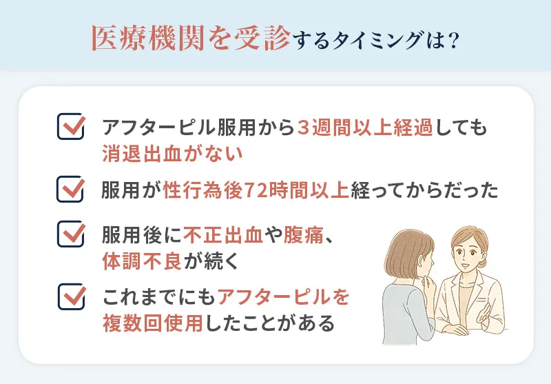 アフターピル服用後に不安が続く場合に医療機関を受診すべきタイミング